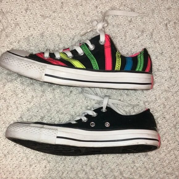 Converse All Star Neon Stripe Low Top Sneakers Womens Size 8 Mens Size 6 VHTF - Picture 2 of 9